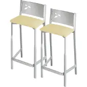 OEM 2er Set Küchenhocker, Sitzhöhe 60 cm, Kunstleder, beige
