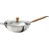 IKEA VARDAGEN Wok mit Deckel aus Stahl, Holz, 32cm