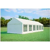 Ambitent Partyzelt 4x12 m PREMIUM – PVC-Plane 500 g/m², flammhemmend, Bodenrahmen + Dachverstrebungen, bis 110 Personen - Weiß