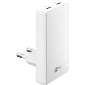 Goobay - 65 W, USB-C, Pd-GaN-Dual-Schnellladegerät 90 Flat, Weiß