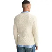 Gant Sweater "Strickpullover COTTON CABLE C-NECK", Herren, Gr. XXL, weiß (cream), Obermaterial: 100% Baumwolle CO., Sweatshirts Sweater