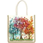 OEM Diamantmalerei-Handtasche 26x26 cm, DIY-Set mit Strass, Blumenmotiv