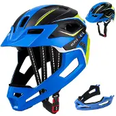 OEM Kinder-Fahrradhelm 2-in-1 mit Kinnschutz, 52-56 cm, schwarz/blau