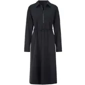 Création L Polokleid "Jersey-Kleid Polokleid mit Weitenregulierung auf Taillenhöhe", Damen, Gr. 46, N-Gr, schwarz, Modisch, Kleider Polokleid