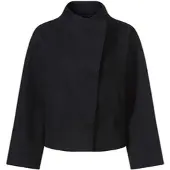 HEINE Blusenblazer "Blazer Jackenblazer in Flausch-Qualität", Damen, Gr. 44/46, schwarz, Modisch, Blazer Blusenblazer