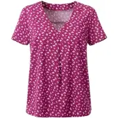 Sieh an! Schlupfbluse SIEH AN "Bluse Schlupf-Bluse mit Schwalben-Muster", Damen, Gr. 42, magenta, bedruckt, Crepe, , Modisch, V-Ausschnitt, Blusen Schlupfbluse