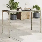 Merkloos Gartentisch mit Glasplatte und Poly-Rattan, 115x54x74 cm