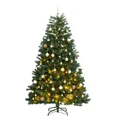 Syfax Künstlicher Weihnachtsbaum Klappbar 300 LEDs & Kugeln 240 cm