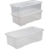 Merkloos Set aus 3 Aufbewahrungsboxen mit Deckel, 62 Liter, transparent
