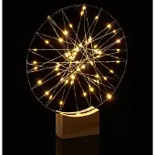 Dripio LED Dekoring Ø 25 cm, silber, mit Holzfuß, batteriebetrieben