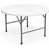 Ambitent Runder Klapptisch Ø 122 cm – weiße HDPE-Platte, Stahlgestell, Tragkraft 200 kg, für 6–8 Personen