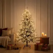 Syfax Künstlicher klappbarer Weihnachtsbaum 180 cm 300 LEDs