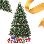 Merkloos Künstlicher Weihnachtsbaum aus PVC mit Holzfuß
