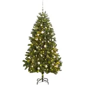 Syfax Künstlicher Weihnachtsbaum Klappbar 300 LEDs & Kugeln 270 cm