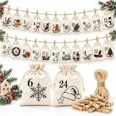 Merkloos Adventskalender zum Befüllen, 24 Stoffbeutel