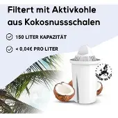 Pearlco perlopur Glas-Wasserfilter anthrazit, 2 L, inkl. 1 Universal-Filterkartusche
