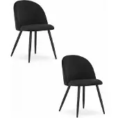 Kendra Home 2er-Set Bello Stühle aus schwarzem Samt mit Metallbeinen