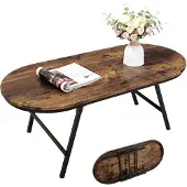OEM Klappbarer Couchtisch, Holz, braun, oval, 106x50x41,5 cm
