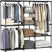 OEM Kleiderschrank mit Kleiderstangen, Metallrahmen, 182x43x182 cm