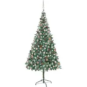Syfax Künstlicher Weihnachtsbaum mit Beleuchtung Kugeln Zapfen 210 cm