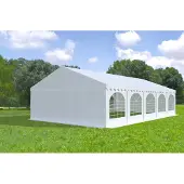 Ambitent Partyzelt 6x10 m MAX – PVC-Plane 550 g/m², flammhemmend, Stahlrohre Ø50 mm, Bodenrahmen + Verstrebungen, bis 120 Personen - Weiß