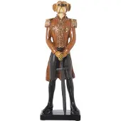 OEM Hundefigur mit Uniform und Schwert, Harz, 12x7x36 cm
