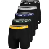 Nike Boxer UNDERWEAR "BOXER BRIEF 5PK", Herren, Gr. L, 5 Stk., Jersey, schwarz (graphite1), Jersey, Obermaterial: 95% Baumwolle, 5% Elasthan, körpernah, Unterhosen Boxer, mit Logo-Elastikbund