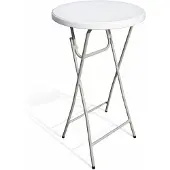 Ambitent Klappbarer Stehtisch Ø 60 cm, Höhe 110 cm – weiße HDPE-Platte, Stahlgestell