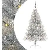 vidaXL Künstlicher vorbeleuchteter Weihnachtsbaum Silber 180 cm PET
