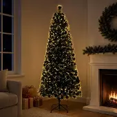 Syfax Glasfaser-Weihnachtsbaum 180 cm 24 LEDs Warmes Weiß PVC Grün