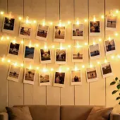 Dripio LED-Lichterkette 5 m, 50 Fotoclips, für Innen, batteriebetrieben