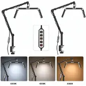 Calissimo Moon Kosmetiklampe LED schattenlos für Wimpernverlängerung Tischlampe mit Schraubhalterung Schwarz