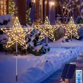 Dripio Solar-Stern-Weihnachtsleuchten 3er-Set, 75 LEDs, warmweiß, IP65, 8 Modi