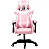 Merkloos Ergonomischer Gaming-Stuhl mit rosa/weißen Akzenten