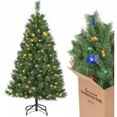 OEM Kunstkerstboom mit LED-Beleuchtung, 150 cm, warmweiß/RGB, PVC