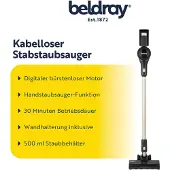 Beldray Airvolve kabelloser Staubsauger 22,2V 500ml inkl. Wandhalterung