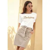 HEINE Jeansrock "Jeans-Rock Jeansrock im weichen Baumwoll-Stretch", Damen, Gr. 40, beige, Web, Stoff, , Casual, Röcke Jeansrock