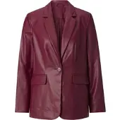 Witt Blusenblazer "Lederimitat-Blazer Lederimitat-Blazer mit Reverskragen", Damen, Gr. 44, rot (bordeaux), Lederoptik (PU beschichtet), , Modisch, Blazer Blusenblazer