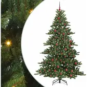 Syfax Künstlicher klappbarer Weihnachtsbaum Grün 210 cm PVC und Stahl