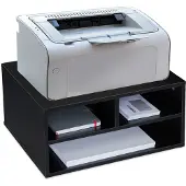 Relaxdays Druckerständer Schreibtisch, 3 Fächer, Regal für Drucker, Druckerhalter, H x B x T: 22,5 x 47 x 40 cm, schwarz