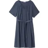 Sheego Sommerkleid "Kleid Stretchkleid mit Bindegürtel", Damen, Gr. 58, N-Gr, rauchblau, Modisch, Rundhals, Kleider Sommerkleid