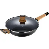 Bergner Earth Tiefe Bratpfanne 28x75 cm mit Deckel Schwarz Aluminium