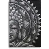 Ancient Wisdom Mandala, Mittelbild, grauer Buddha, 60x80 cm