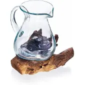 Ancient Wisdom Geschmolzenes Glas auf Holz – Wasserkaraffe