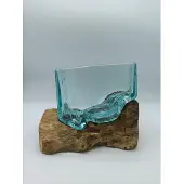 Ancient Wisdom Glaskonstruktion auf Holz mit Stütze – Mittlere Schale