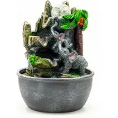 Ancient Wisdom Innenbrunnen – Elefanten und Palme, 25 cm
