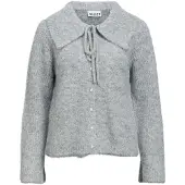 Object Flauschige Bindeverschluss-kragen Strickjacke