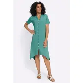 Sieh an! Sommerkleid SIEH AN "Kleid A-Linien-Kleid", Damen, Gr. 50, N-Gr, salbei, Basic, V-Ausschnitt, Kleider Sommerkleid