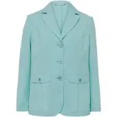 Sieh an! Blusenblazer SIEH AN "Blazer Blusenblazer mit Wiener Nähten", Damen, Gr. 44, blau (mint), Elegant, Blazer Blusenblazer, in klassischer Form