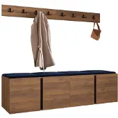 Mirjan 24 Garderoben-Set Orion VII, Garderobe mit Sitzbank mit 4 x Wandpanel 42x42 (Farbe: Nuss Warmia, Polo 891)